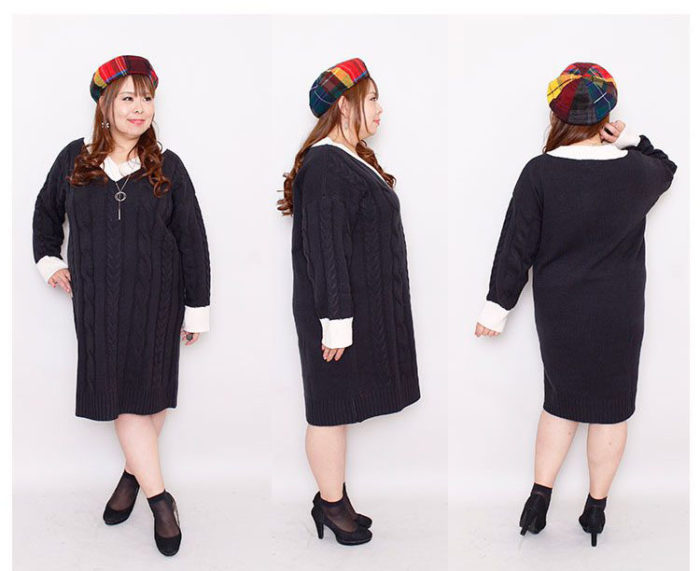 【最速でオシャレに見せる一着】( ﾟДﾟ)＜かっ可愛いすぎる！体型カバーの神！ケーブルニットのワンピース 3L-4L