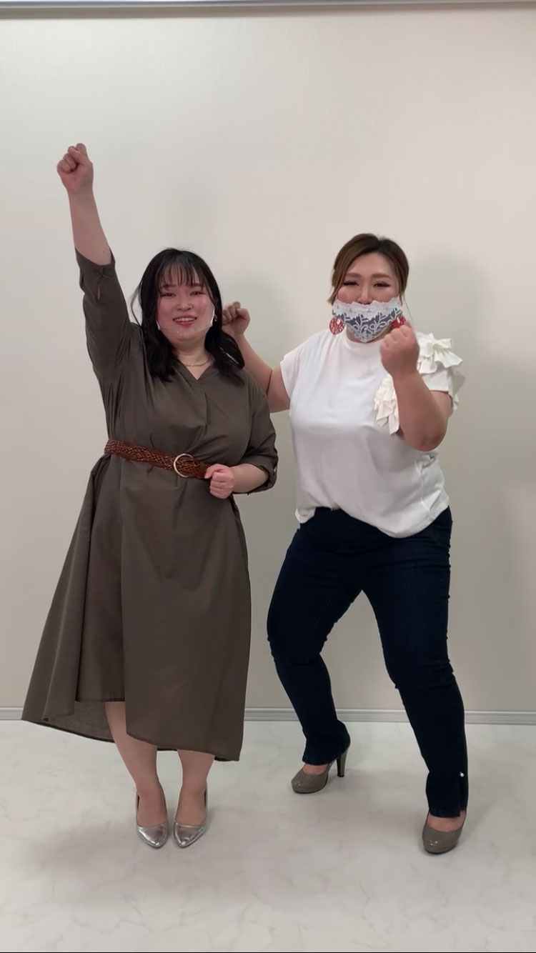 【着痩せインスタライブ動画】大人気youtuberサチさんと初登場4Lモデルフウさんがワンピース、パンツで着痩せコーデをご紹介☆ LL-5L