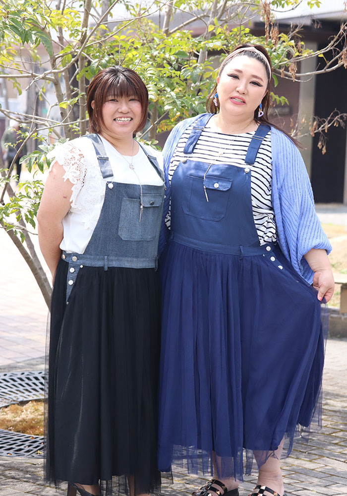 おしゃれさんが着ているサロペットスカートは実はお腹ぽっこりを隠しておしゃれ見せできる救世主☆LL-6L