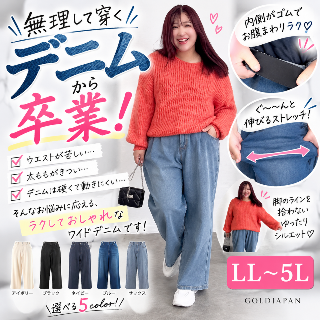 【無理して穿くデニムから卒業！】ストレッチで叶える大人の美脚デニム♡LL-5L