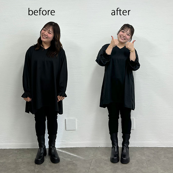 キャンディースリーブVネックカットソーとハイパーストレッチ美脚スキニーパンツ