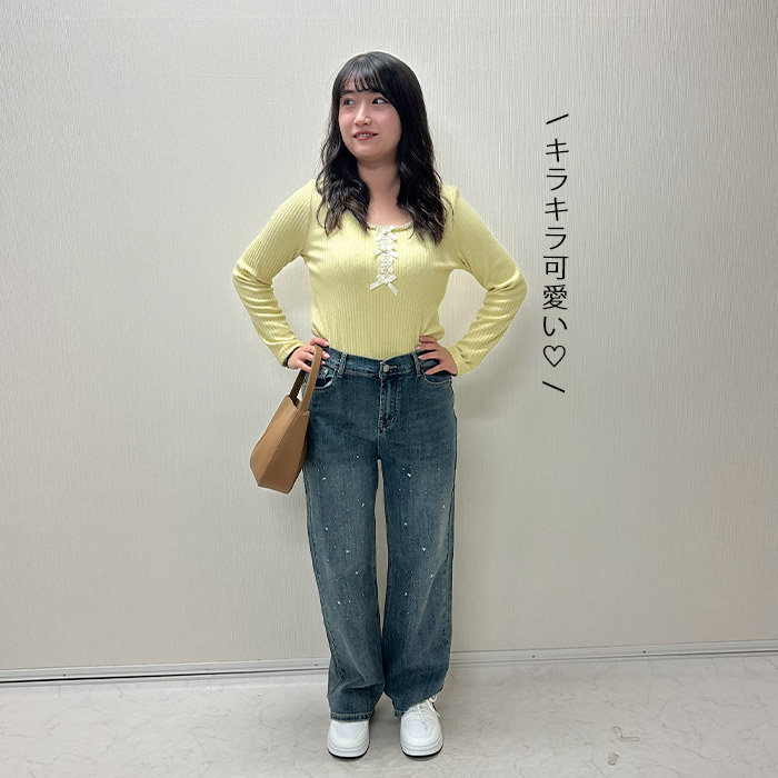 スタッズ付きストレートデニムパンツ goldy-1509