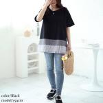 大きいサイズ レディース ダンガリー＆ストライプ切替ボーダー