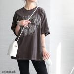 安価 大きいサイズ レディース 線刺繍半袖Tシャツ cros-130121 【ゆう 無地
