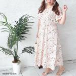 セール対象商品】 大きいサイズ レディース 花柄スクエアネック