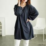 大きいサイズ レディース キーネックコクーン切り替えチュニック