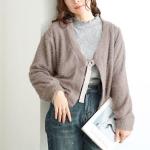 メッシュ編み 長袖 ニット カーディガン レディース オーバー