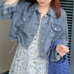大きいサイズ レディース ドロストショート丈デニムジャケット