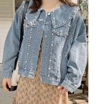 イベントセール】 大きいサイズ レディース パール付きデニムジャケット goldy-1384｜大きいサイズ のレディース服専門通販【ゴールドジャパン公式サイト】