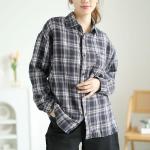 大きいサイズ レディース チェック柄ネルシャツ goldy-1563