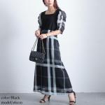 大きいサイズ レディース 異素材シフォンパワショルチェック柄 大きいサイズ レディース 異素材シフォンパワショルチェック柄