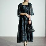 大きいサイズ レディース ボタニカル柄シアーワンピース nw