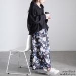 大きいサイズ レディース 花柄ドッキングパーカーワンピース sw