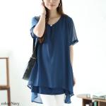 大きいサイズ レディース シフォンドッキングAラインチュニック