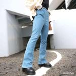 大きいサイズ レディース ストレッチデニムフレアパンツ tkb