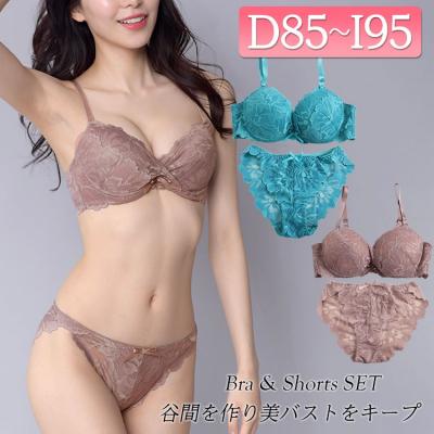 リフトアップ総レースブラジャー＆ショーツセット