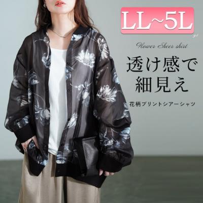 花柄プリントシアーシャツ