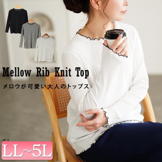 配色メロープチハイネックリブトップス