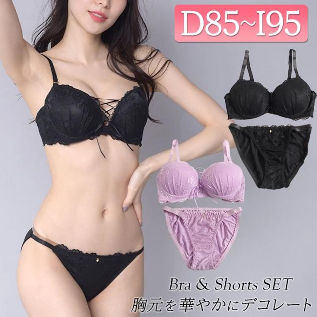レースアップブラジャー＆ショーツセット