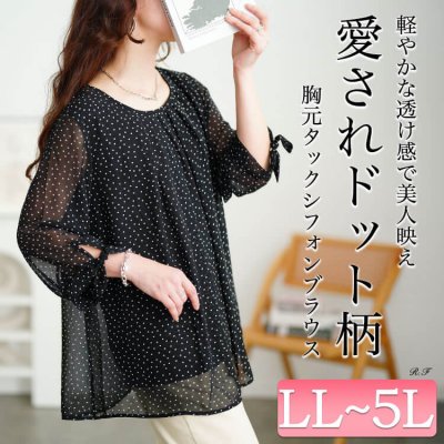 ドットシフォンタックブラウス