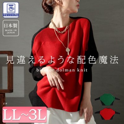 日本製バイカラードルマンニット