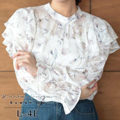 フラワージャガードシフォンブラウス