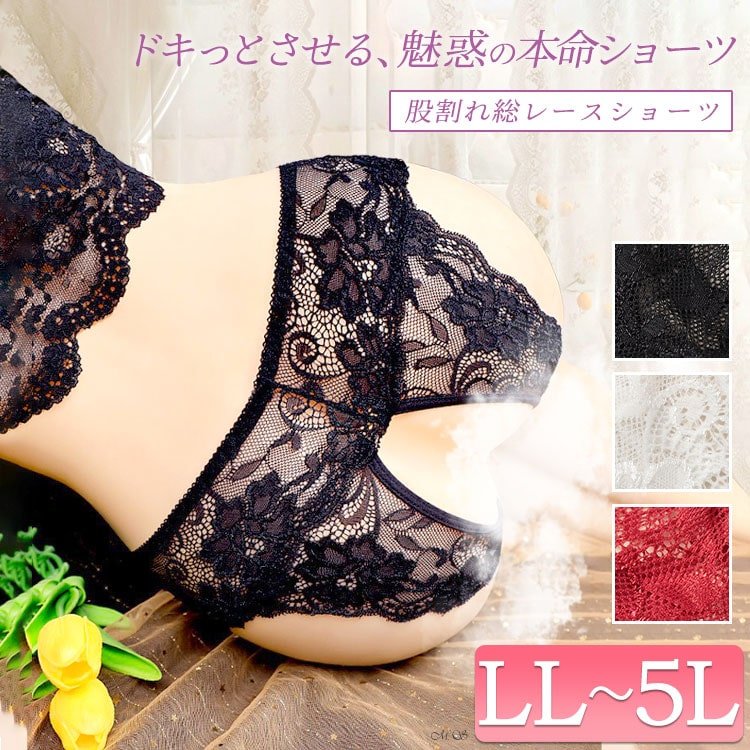 股割れ総レースショーツ