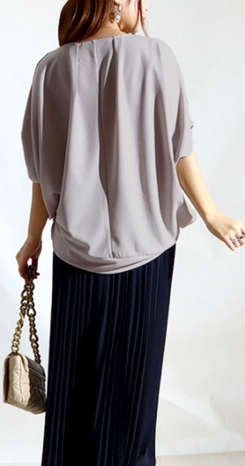 接触冷感＆UVカット肩タックドルマンプルオーバー