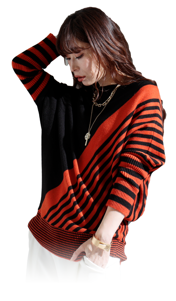 日本製アイテムのモデル画像(斜め前)