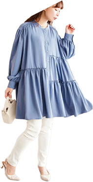 大きいサイズ レディース アシンメトリーティアードチュニック