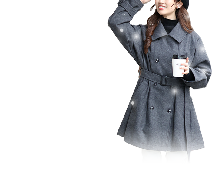 大きいサイズ レディース ベルト付きダブルボタンコート
