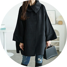 大きいサイズ レディース ビッグカラーポンチョ風コート