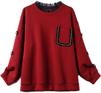 大きいサイズ レディース デザイン袖フリルネックスウェット