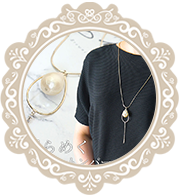 大きいサイズ レディース しずく形コットンパールネックレス