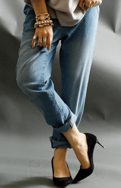 大きいサイズ レディース ウエストゴムストレッチデニムパンツ