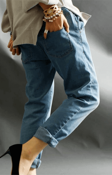 大きいサイズ レディース ウエストゴムストレッチデニムパンツ