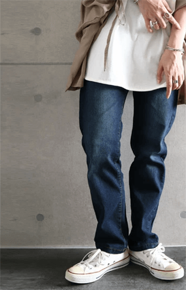 大きいサイズ レディース ウエストゴムストレッチデニムパンツ